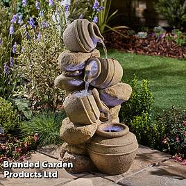 Serenity Cascading Tipping Pots Stone Wall Water Feature