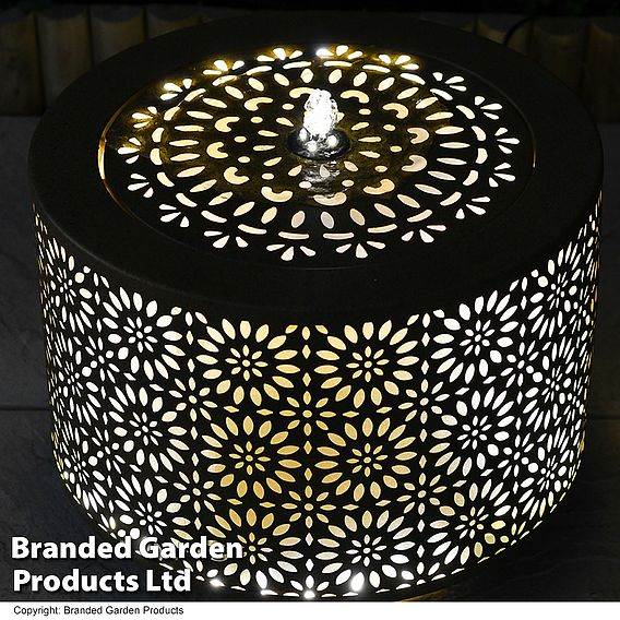 Marrakech Grey Lantern Effect Metal Water Feature