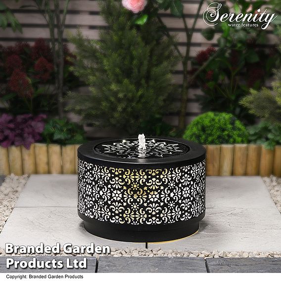 Mosaic Grey Lantern Effect Metal Water Feature