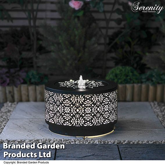 Mosaic Grey Lantern Effect Metal Water Feature