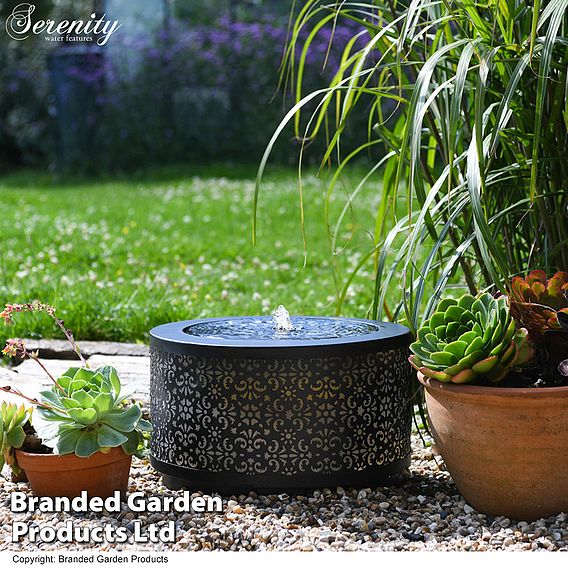 Mosaic Grey Lantern Effect Metal Water Feature