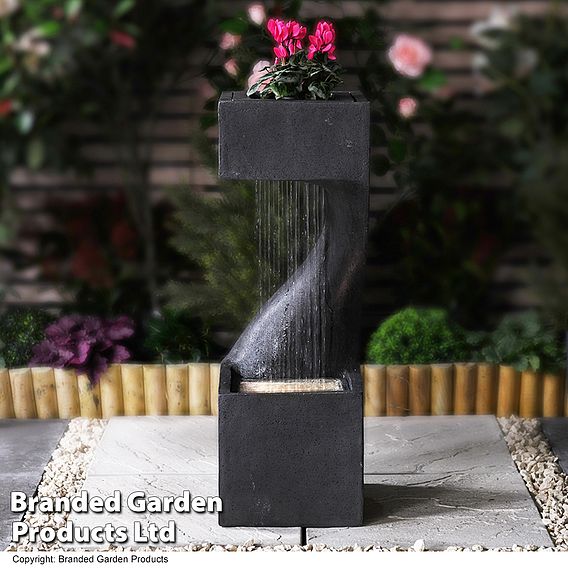 Serenity Square Spiral Rainfall Water Feature with Planter