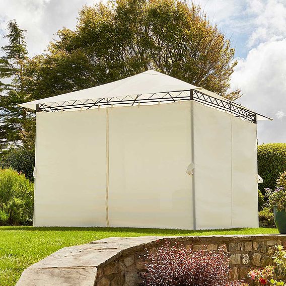 Garden Gear 3x3m Metal Gazebo with Cream Roof and Curtains