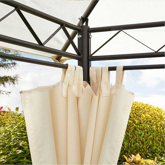 Garden Gear 3x3m Metal Gazebo with Cream Roof and Curtains