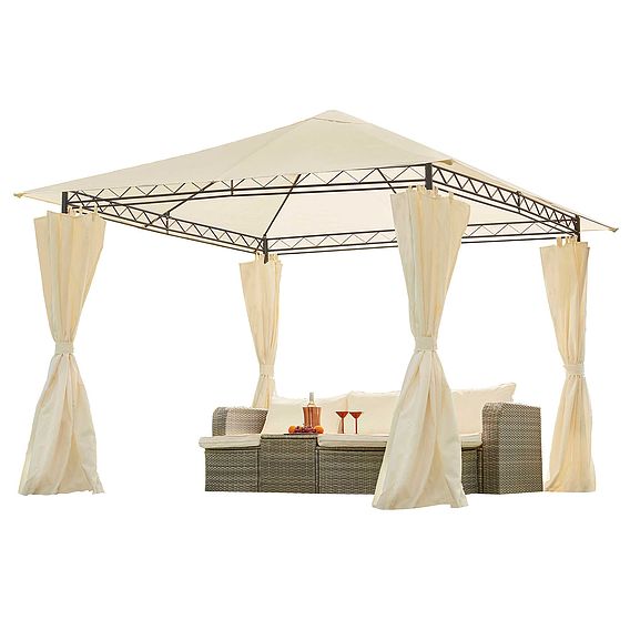 Garden Gear 3x3m Metal Gazebo with Cream Roof and Curtains