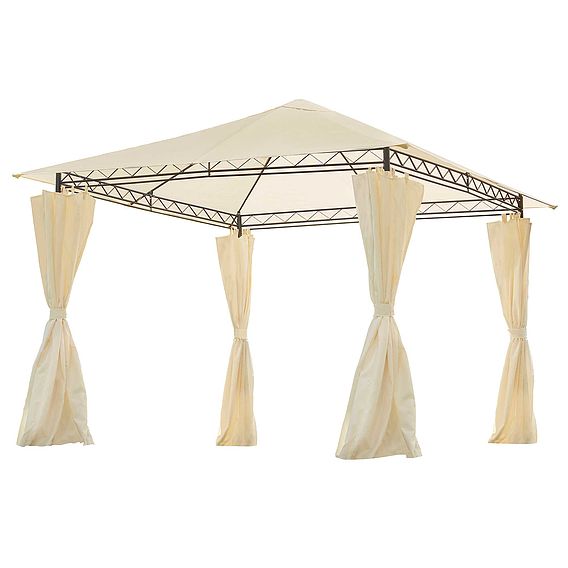 Garden Gear 3x3m Metal Gazebo with Cream Roof and Curtains