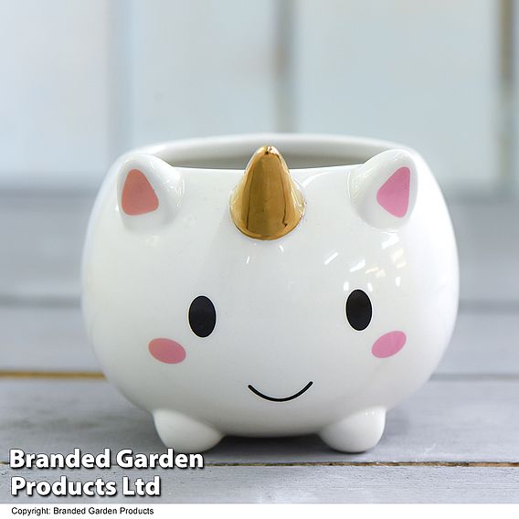 Unicorn Pot with Gold Horn