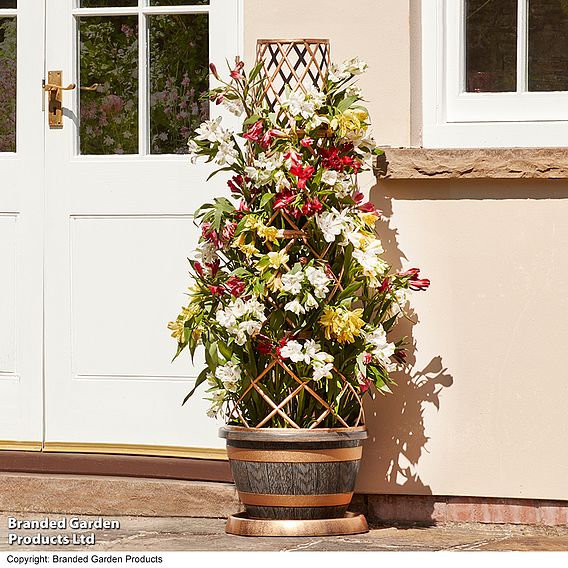 Wooden Barrel Effect Tower Pot