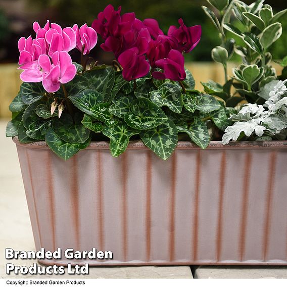 Aged Metal Effect Trough Planter