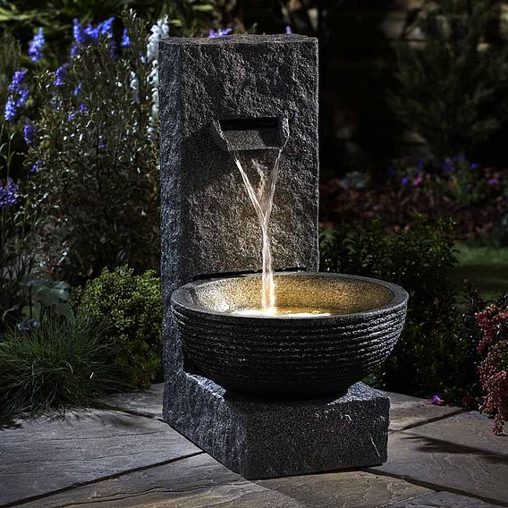 Serenity Stone-Effect Cascading Water Bowl Water Feature