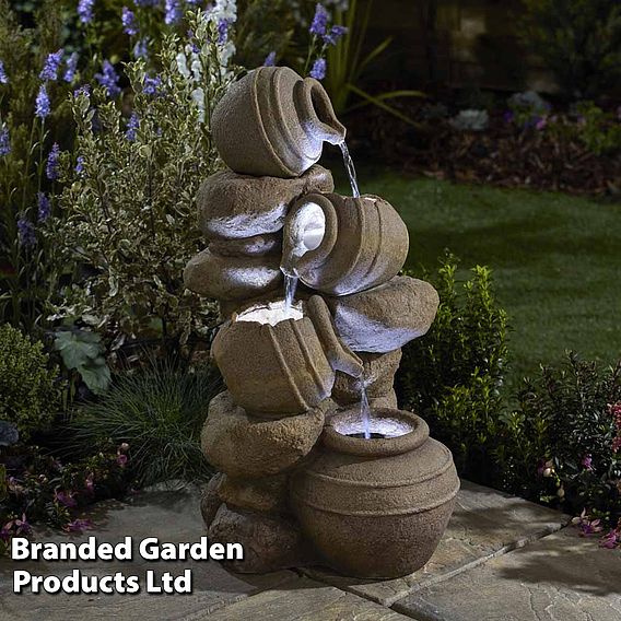 Serenity Cascading Tipping Pots Stone Wall Water Feature